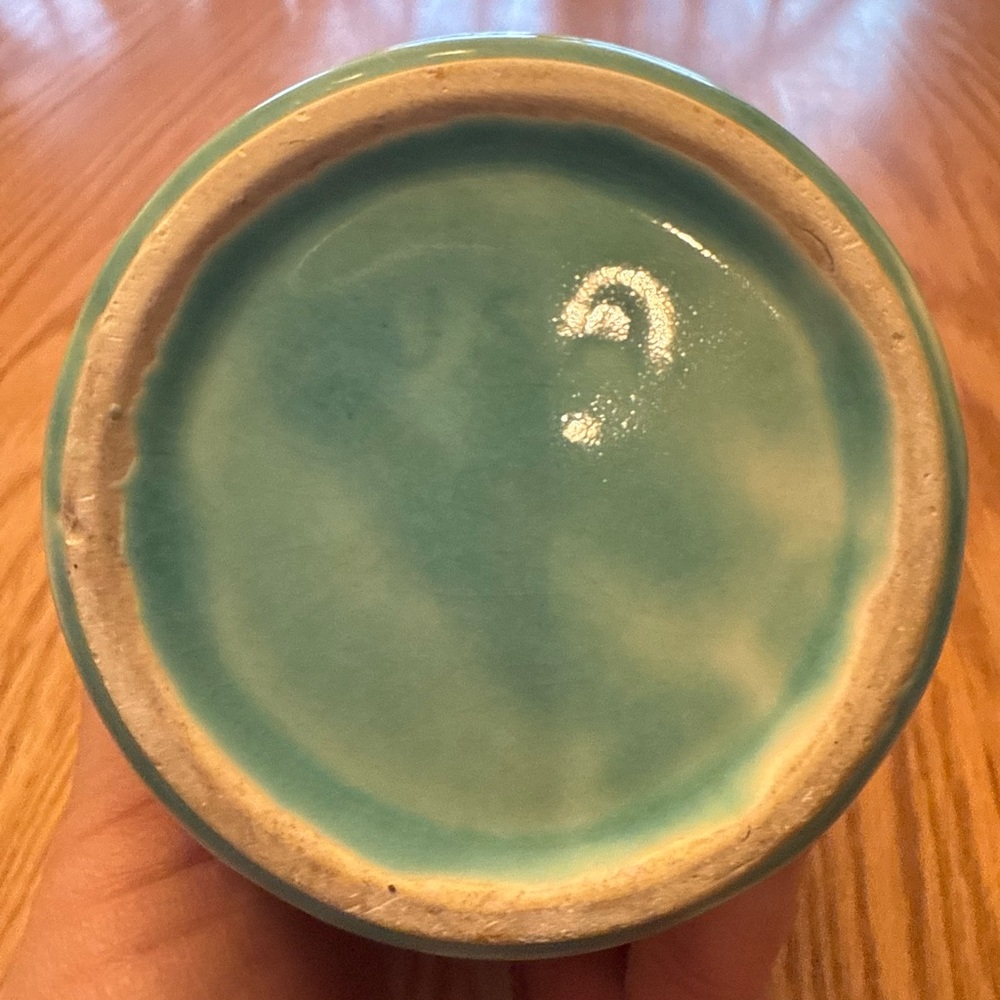 Vintage Turquoise Ceramic Planter with Saucer Botttom - Picture 8 of 9